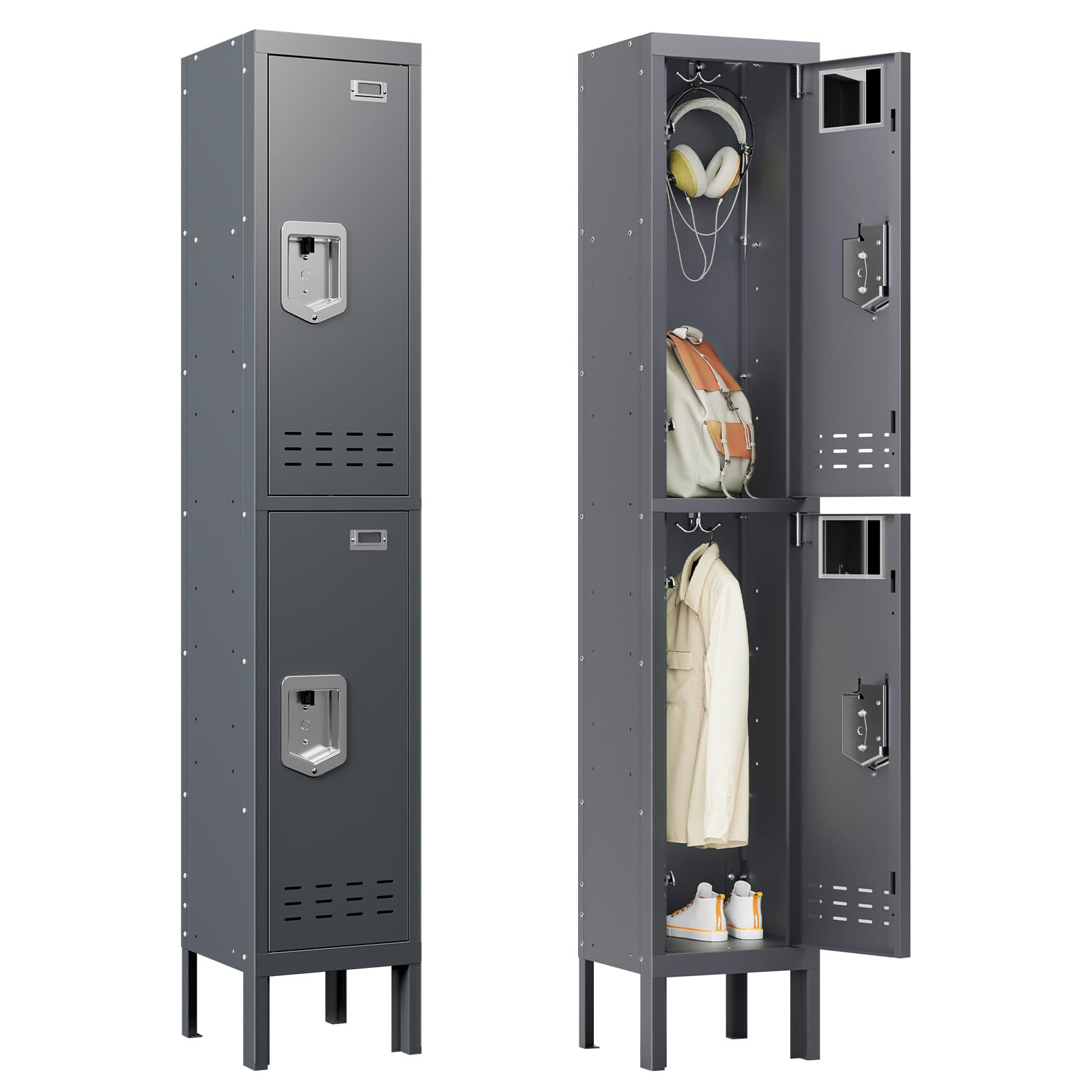 BUTISOW Metal Lockers - 66" Height Steel Lockers for Employees with 5 Door Storage Locker with Card Slot for Employees Gym School Home Office Garage - Assembly Required