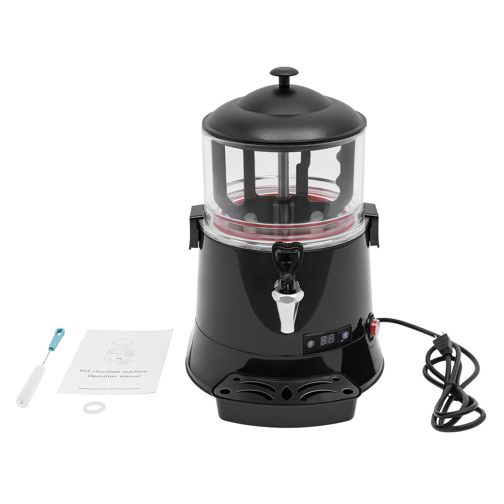 Commercial Hot Chocolate Machine Maker and Dispenser 110V 400W 5L(1.32Gal) Electric Hot Chocolate Dispenser Beverage Warmer with LED Display, 86-194°F for Heating Coffee, Milktea, Soy Milk
