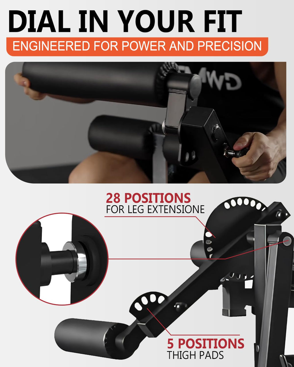GMWD Leg Extension and Curl Machine, Lower Body Special Leg Machine, Adjustable Leg Exercise Bench with Plate Loaded, Leg Rotary Extension for Thigh, Home Gym Weight Machine