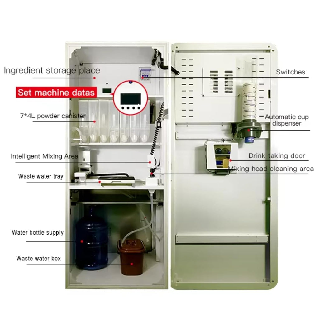 Professional Protein Shake Vending Machine, 6 Flavor Options, Freshly Made Protein Vending Machine with Mixer, Supports Multiple Payment, Smart Touchscreen & Remote Monitoring for Gyms