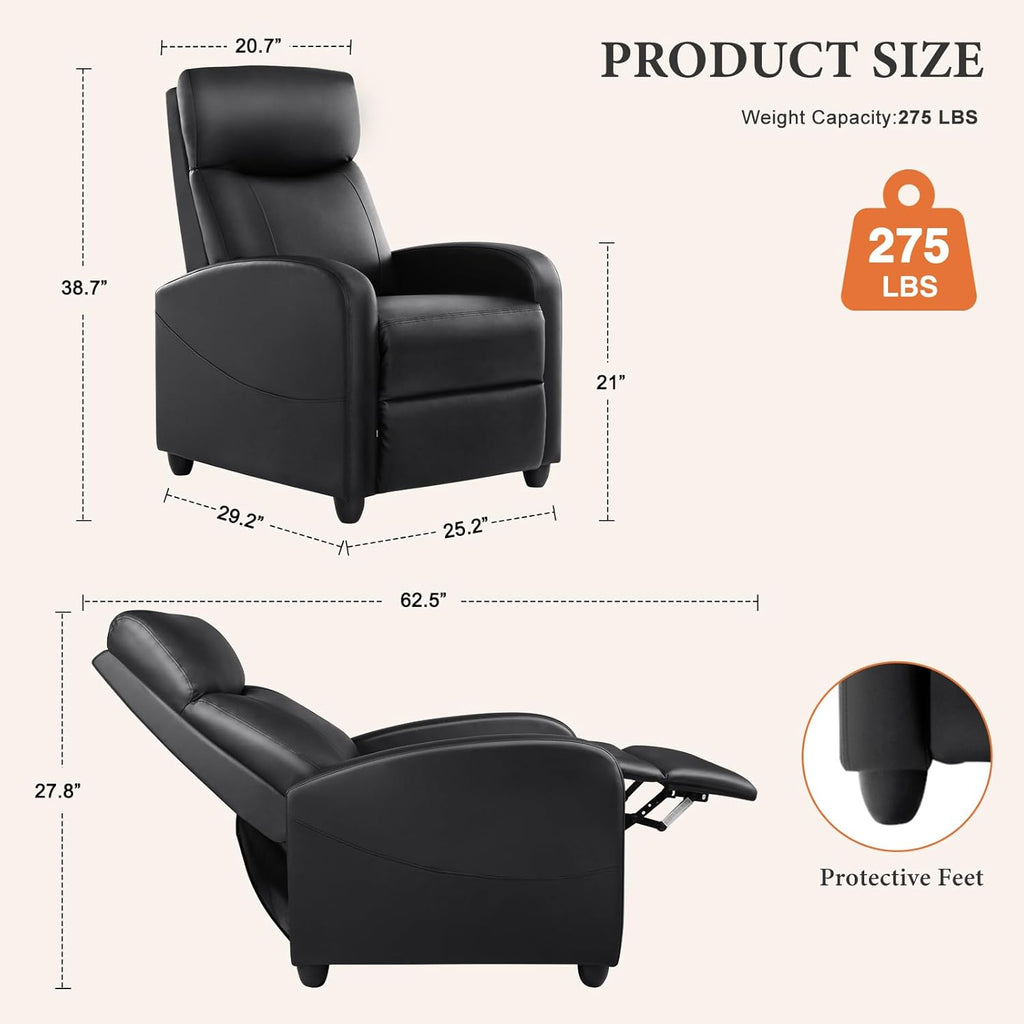Sweetcrispy Massage Recliner Chair for Adults, Adjustable Home Theater Seating with Lumbar Support for Living Room, Modern Fabric Reclining for Small Space, Grey