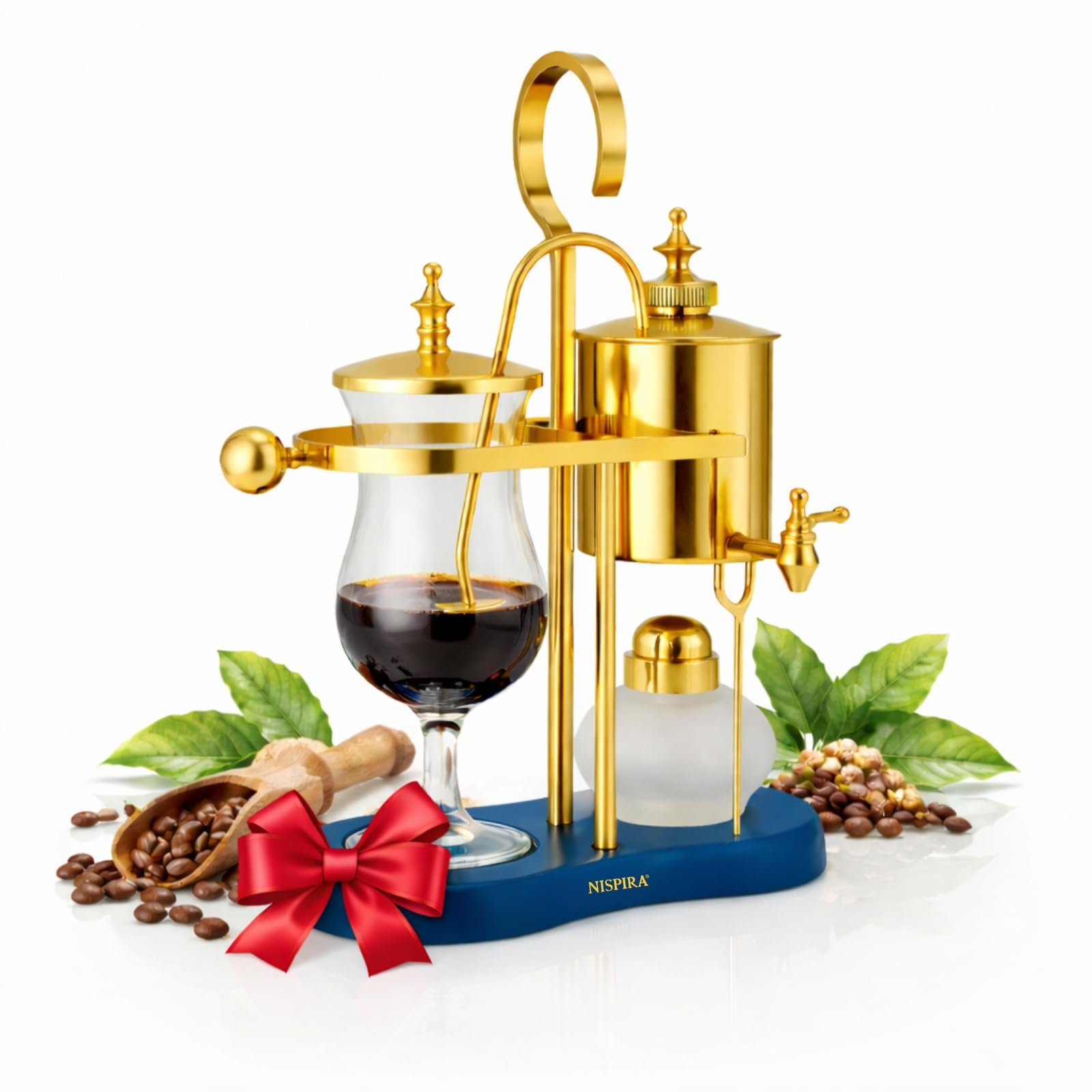 Nispira Belgium Royal Family Balance Syphon Unique Gravity Vintage Coffee Maker Vacuum Brewing System Copper 500 ml