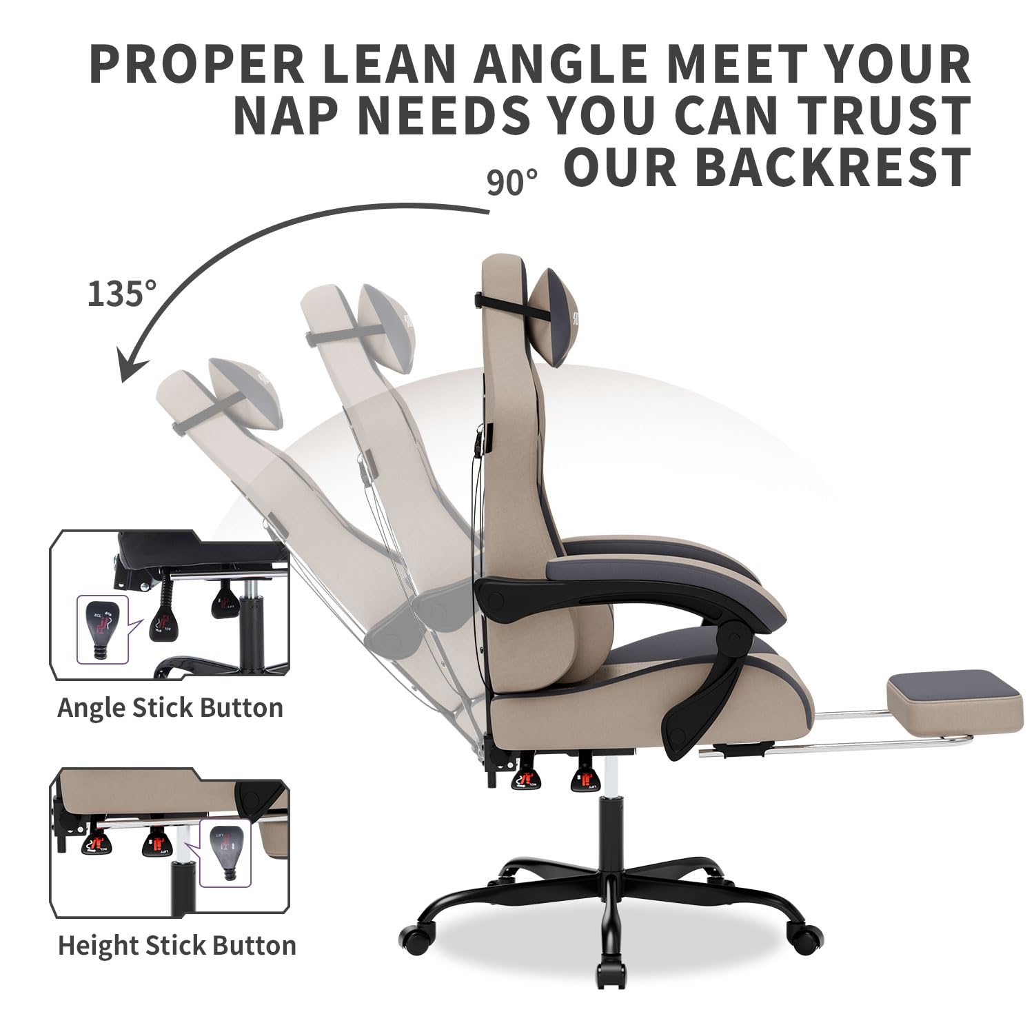 Gaming Chair with Massage,Ergonomic PC Gaming Chair with Footrest Comfortable Headrest and Lumbar Support, High Back, 300LBS (Grey)