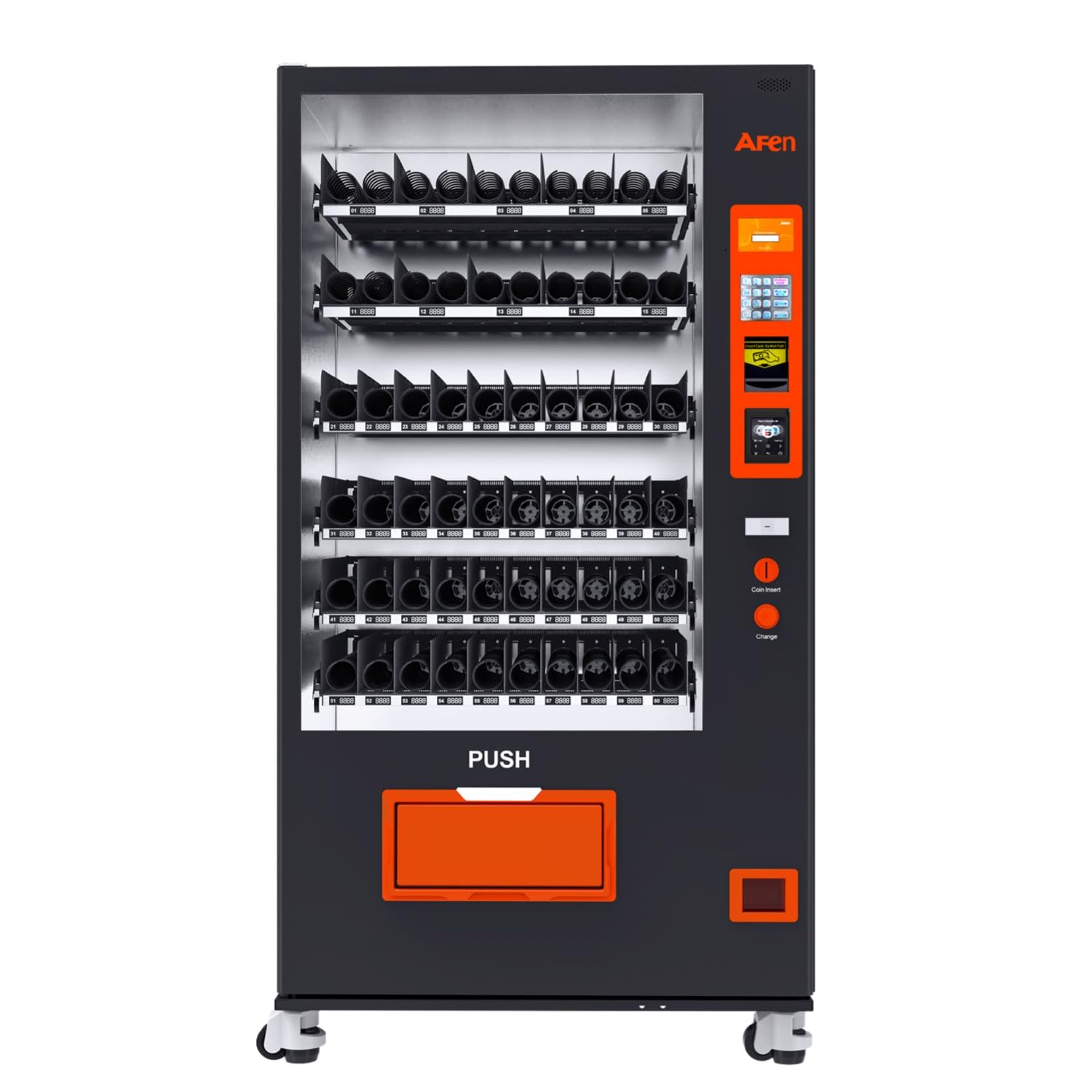 60 Slot Vending Machines for Business, Refrigerated Snack Drink Vending Machine, Commercial Smart Combo Vending Machine with Bill and Coin, Card Reader