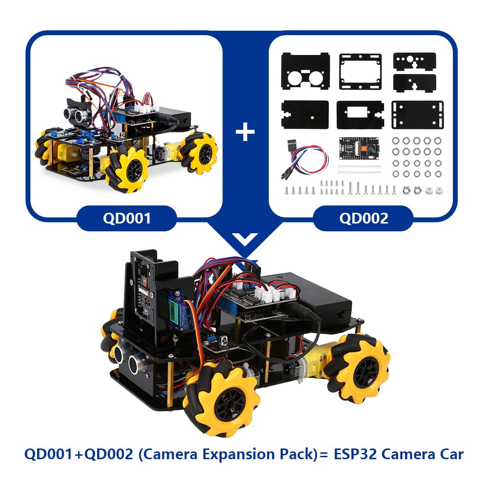 ACEBOTT Robot Arm Expansion Pack Smart Car Starter Kit, Robotics Kit for Kids Ages 8-12 12-16, STEM Toys Coding Robot Kit for Teens & Adults(QD007)