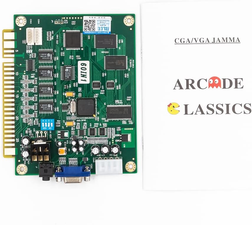 Blee Classical Arcade Video Game 60 in 1 PCB Jamma Board CGA VGA Output | Vertical Screen Supports Upright and Cocktail Cabinets Use Standard Arcade Power