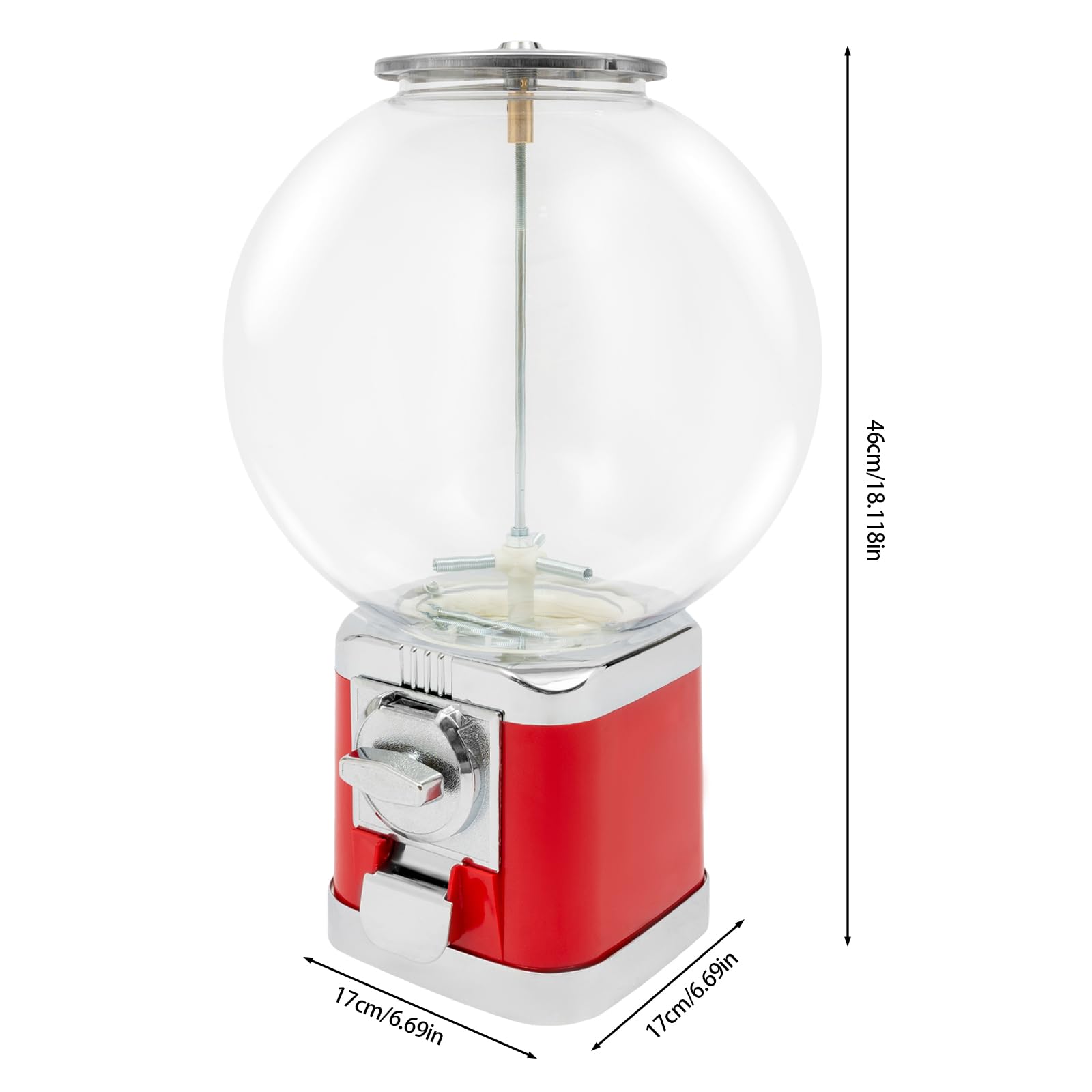 Vending Machine, Big Capsule Vending Candy Gumball Machine, Large Load Capacity Gumball Bank, Gumball Dispenser Commercial Vending Machines for Game Stores Retail Stores Home (Red)