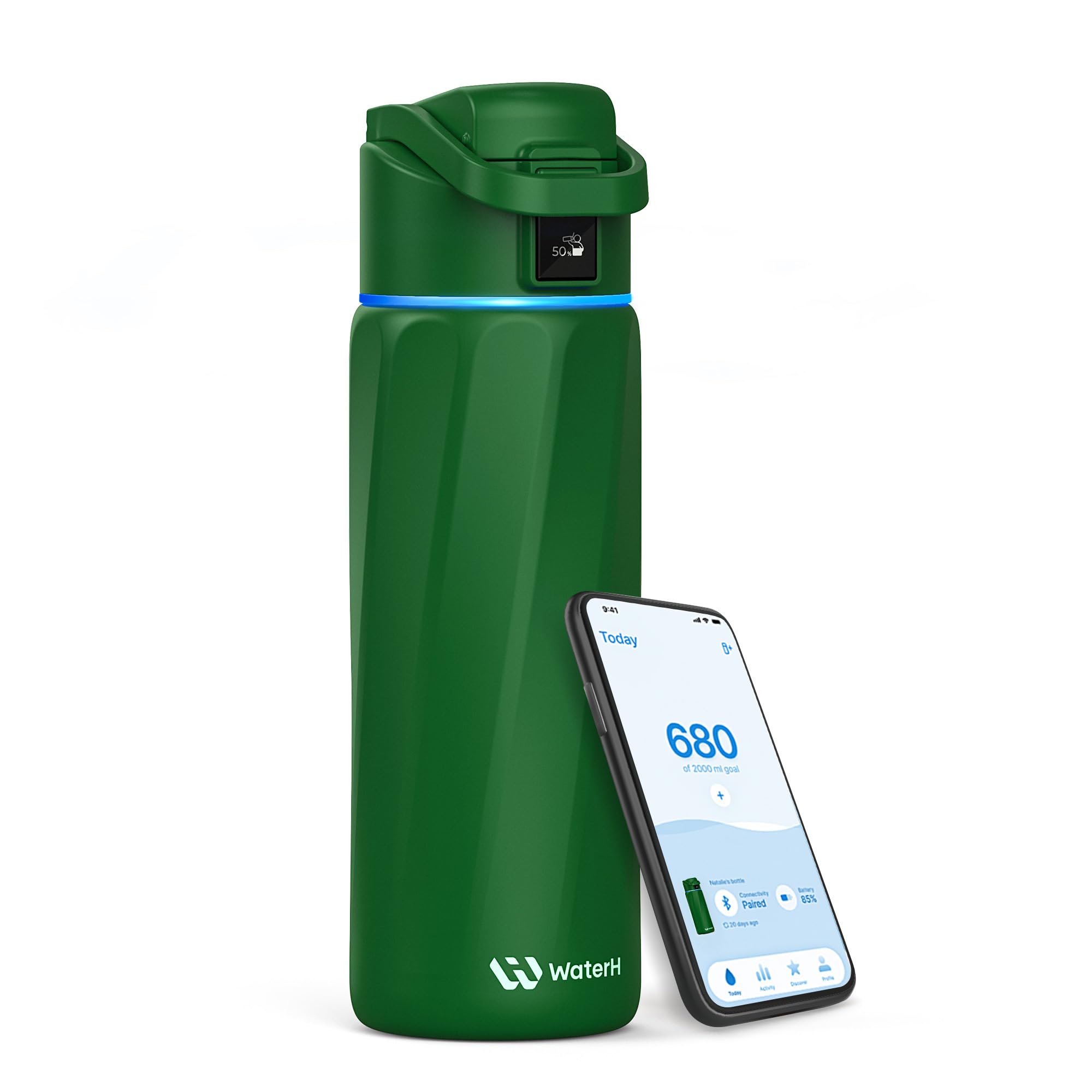 BOOST Smart Water Bottle that Reminds You to Drink, 24oz BPA-Free Stainless Steel Vacuum Insulated, Wide Mouth Water Tracker Bottle with APP for School, Gym, Office, Ideal for Father's Day