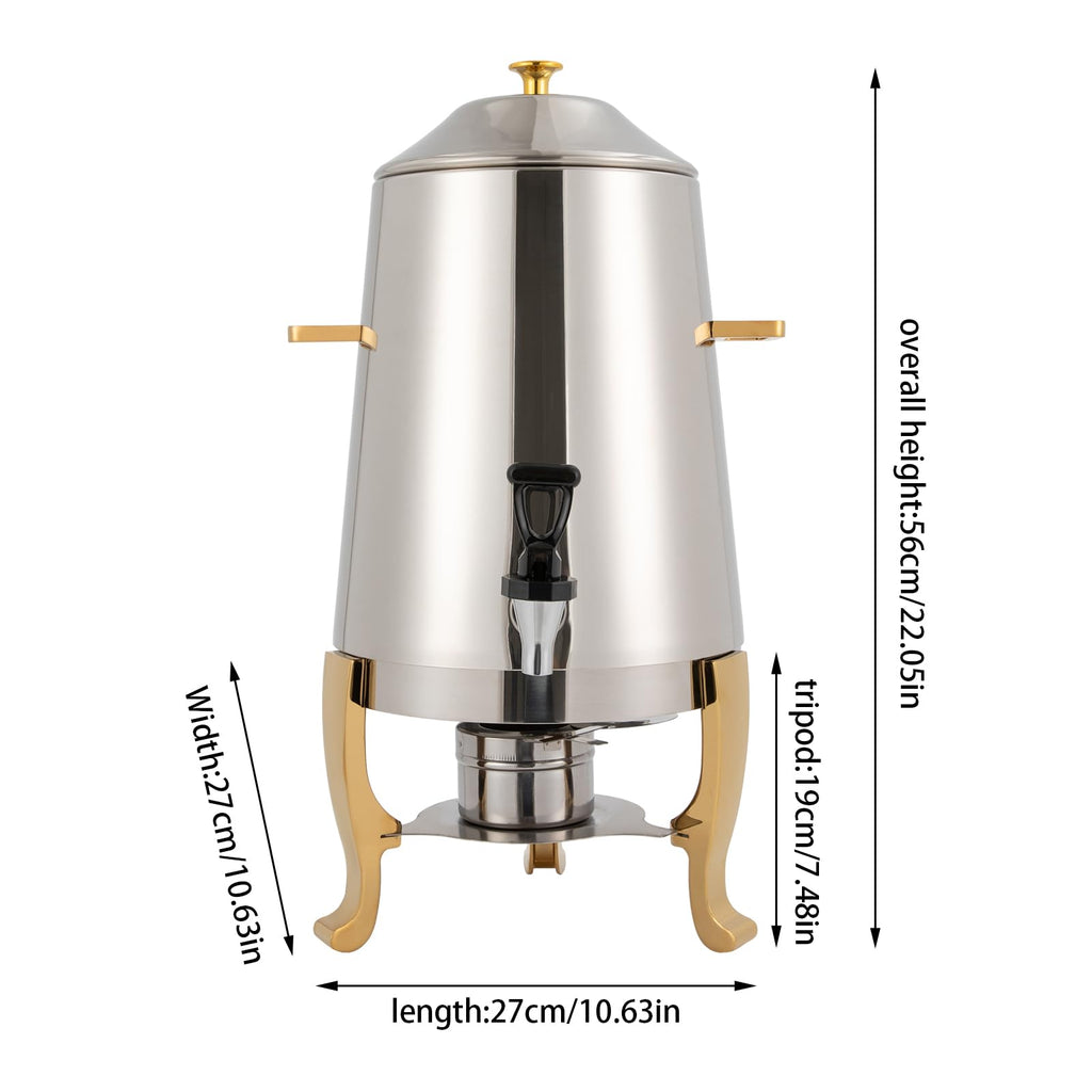3.4 Gallon Stainless Steel Hot Beverage Drink Dispenser Can, Electric Coffee Urn with Fuel Holder 2-Way Continuous Heating, Tea Water Coffee Chafer Urn with Spigot for Parties Buffet Catering