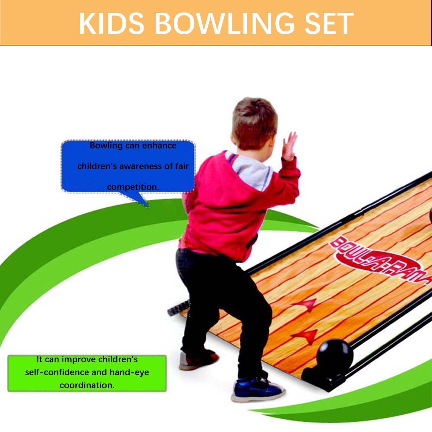 Indoor Electronic Bowling Alley Game with Automatic Ball Reset, Portable Home Arcade with LED Scoreboard for Family Fun, Features Realistic Sound and Light Effects(3.5m)