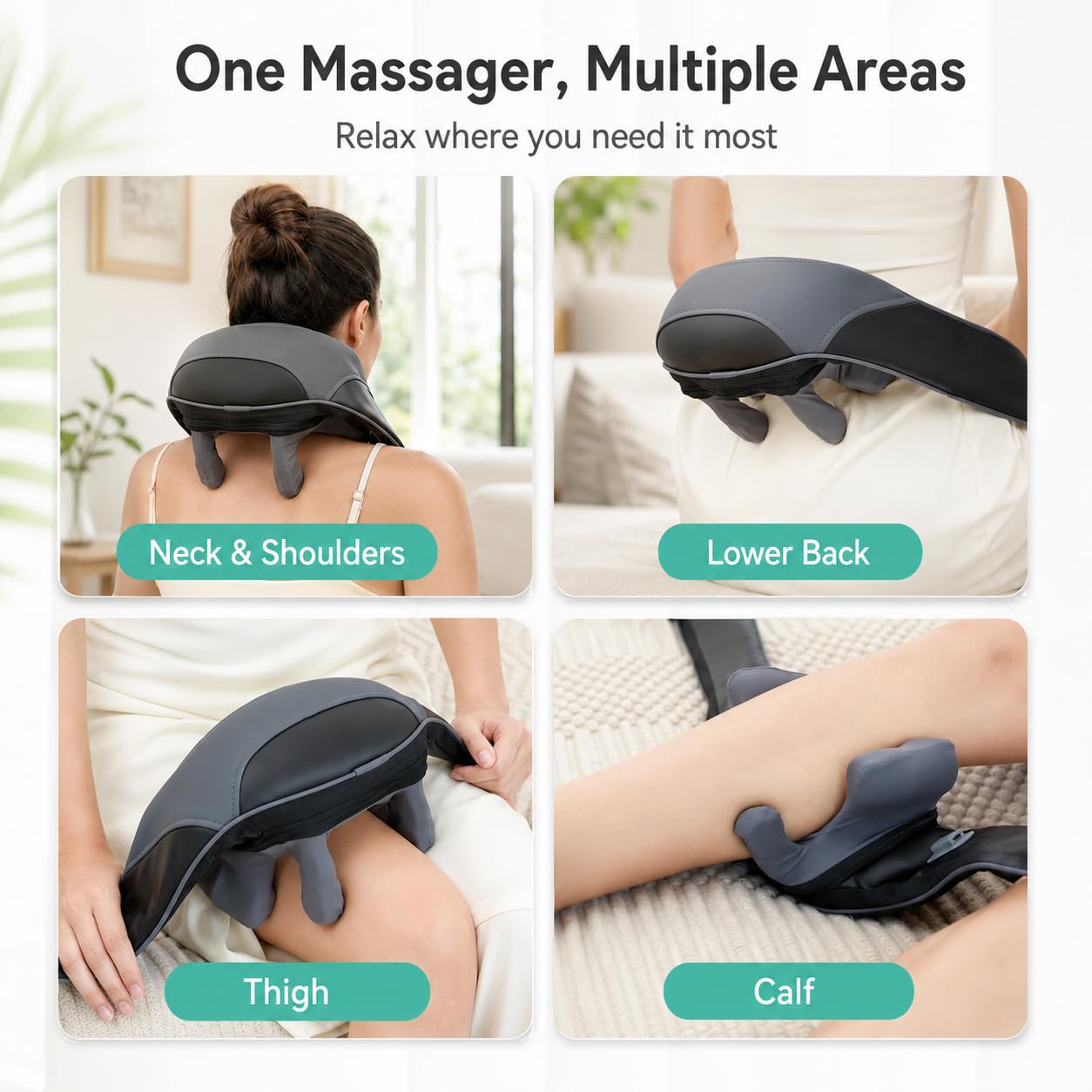 Snailax Cordless Neck Massager with Heat for Pain Relief Deep Tissue, 4D Kneading,Rechargeable Shiatsu Back Neck Massager for Neck, Shoulders Back，Gift for Father