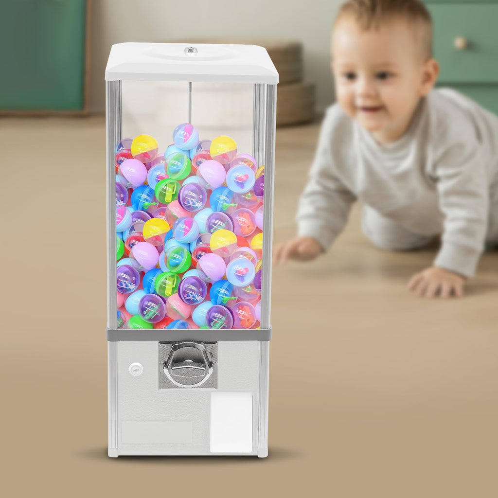 Commercial Candy Vending Machine, 4-Quarter Operated Toy Dispenser with Key Lock, 250-Capacity Capsule Vendor for Arcades Stores, 1.77-1.97in Toys (Black)