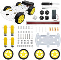 DIY Robot Smart Car Metal Chassis Kit 4WD Car Arduino Programming Kit with TT Motor Speed Encoder Learn Arduino/Microbit/Raspberry Pi for Adult Age 15+ (Unassembled)