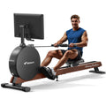 MERACH Pro-Grade Rowing Machines for Home, Smart Magnetic Rowing Machine with Self-Generation, Double Resistance and 400 LBS MAX Load, Wooden Tracks for Silent Sliding, MERACH App 1000+ Course & Games