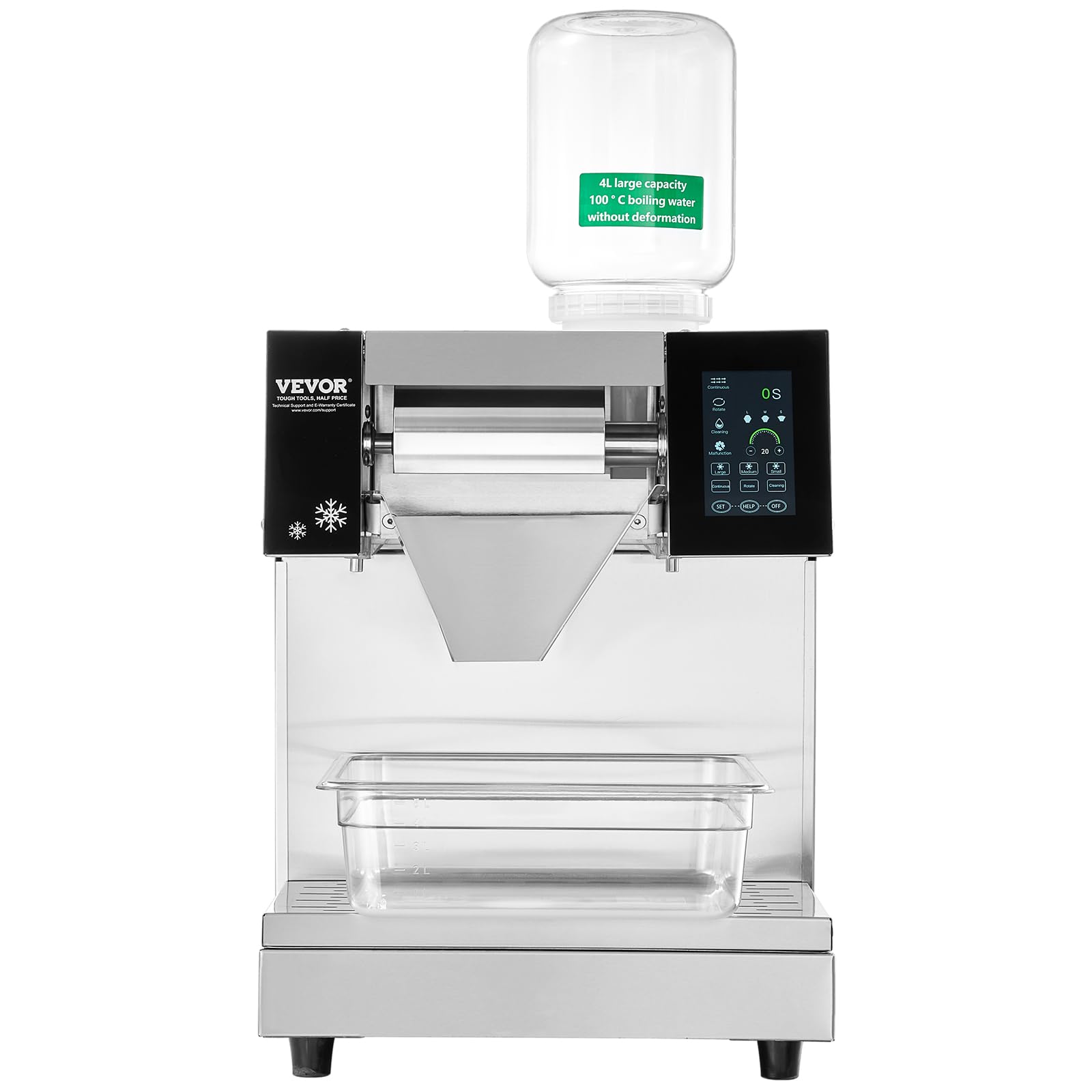 VEVOR Commercial Snowflake Ice Machine, 397LBS/24H Snowflake Ice Maker, Stainless Steel Ice Shaver Machine, Electric Snow Cone Maker, Liquid Cooling System for Rapid Heat Dissipation, Ice Cream