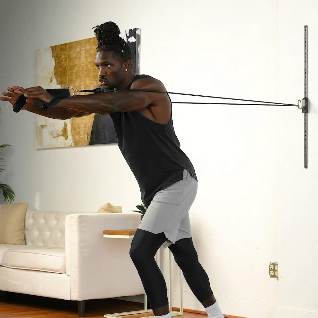 Space Saver Gym Resistance Bands Exercise Equipment for at Home Fitness Workout | Resistance Band Wall Anchor for Kinetic Bands with 1 Rail, 1 Rail Car