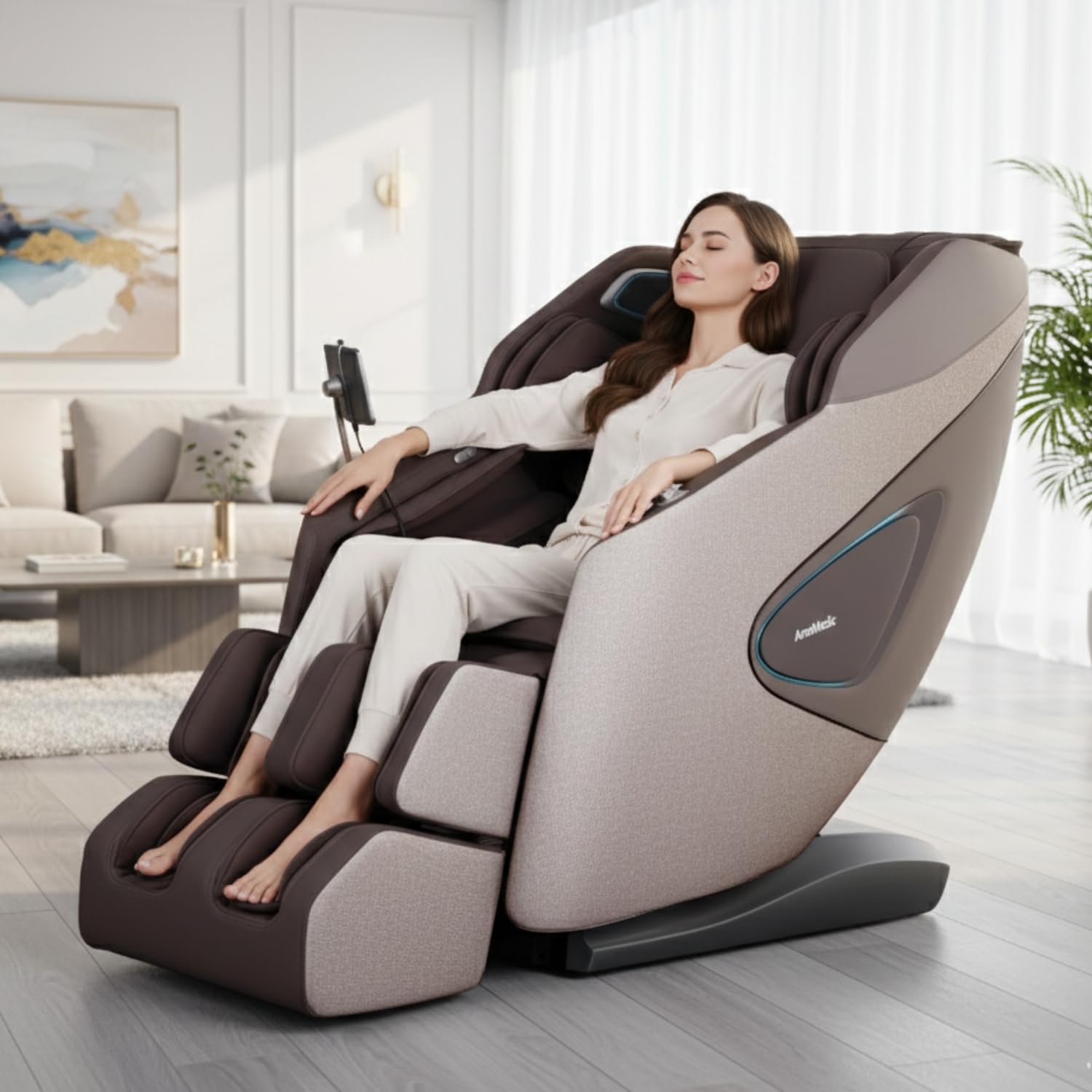 AmaMedic Osaki Haven 4D. Massage Chair Full Body, AI Health Detection, Intelligent Voice Control, Body Scan Technology, SL Track, Zero Gravity Reclining, Professional Massage Chair (Taupe)