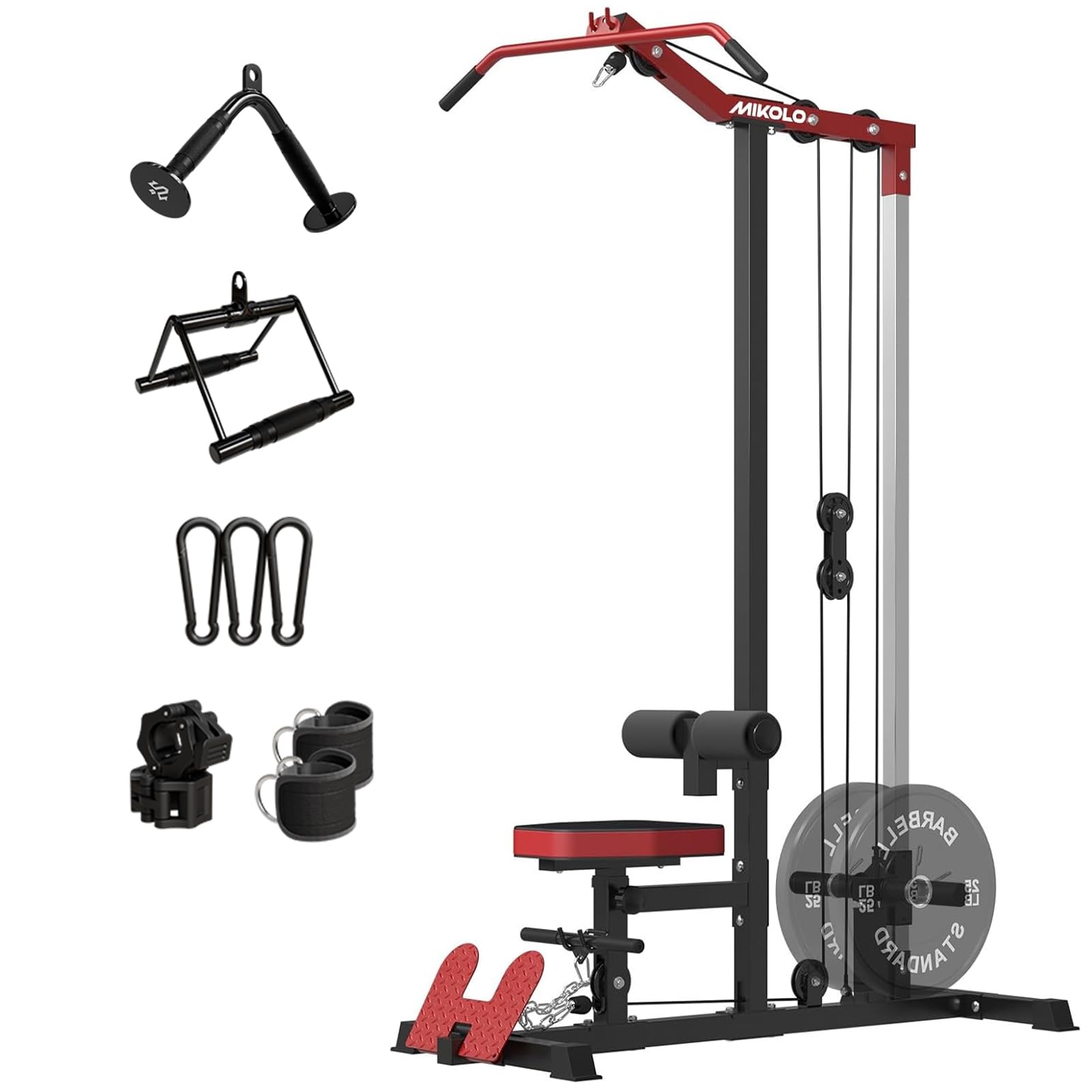 Mikolo LAT Pulldown Machine, LAT Row Cable Machine with Leg Hold Down Attachment, LAT Tower with Cable Row Attachment, Cable Machine Home Gym