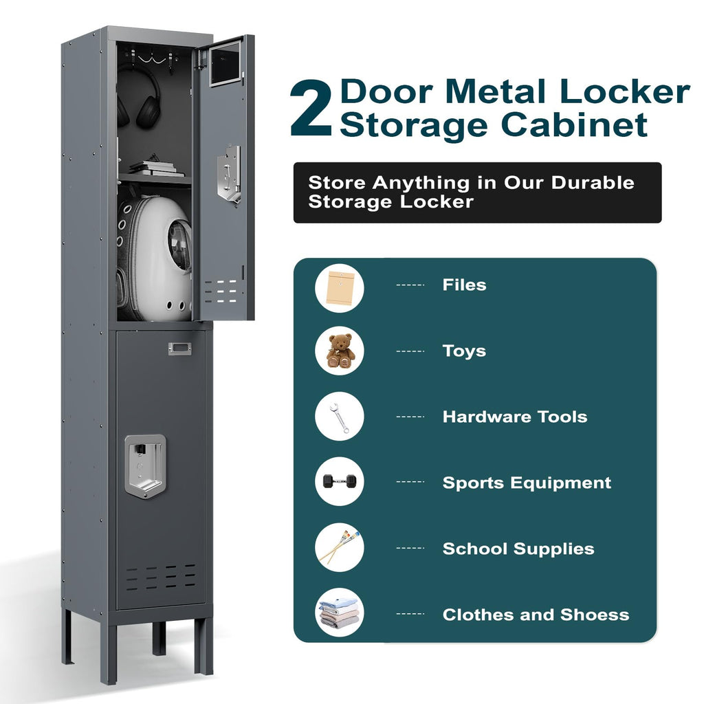 BUTISOW Metal Lockers - 66" Height Steel Lockers for Employees with 5 Door Storage Locker with Card Slot for Employees Gym School Home Office Garage - Assembly Required