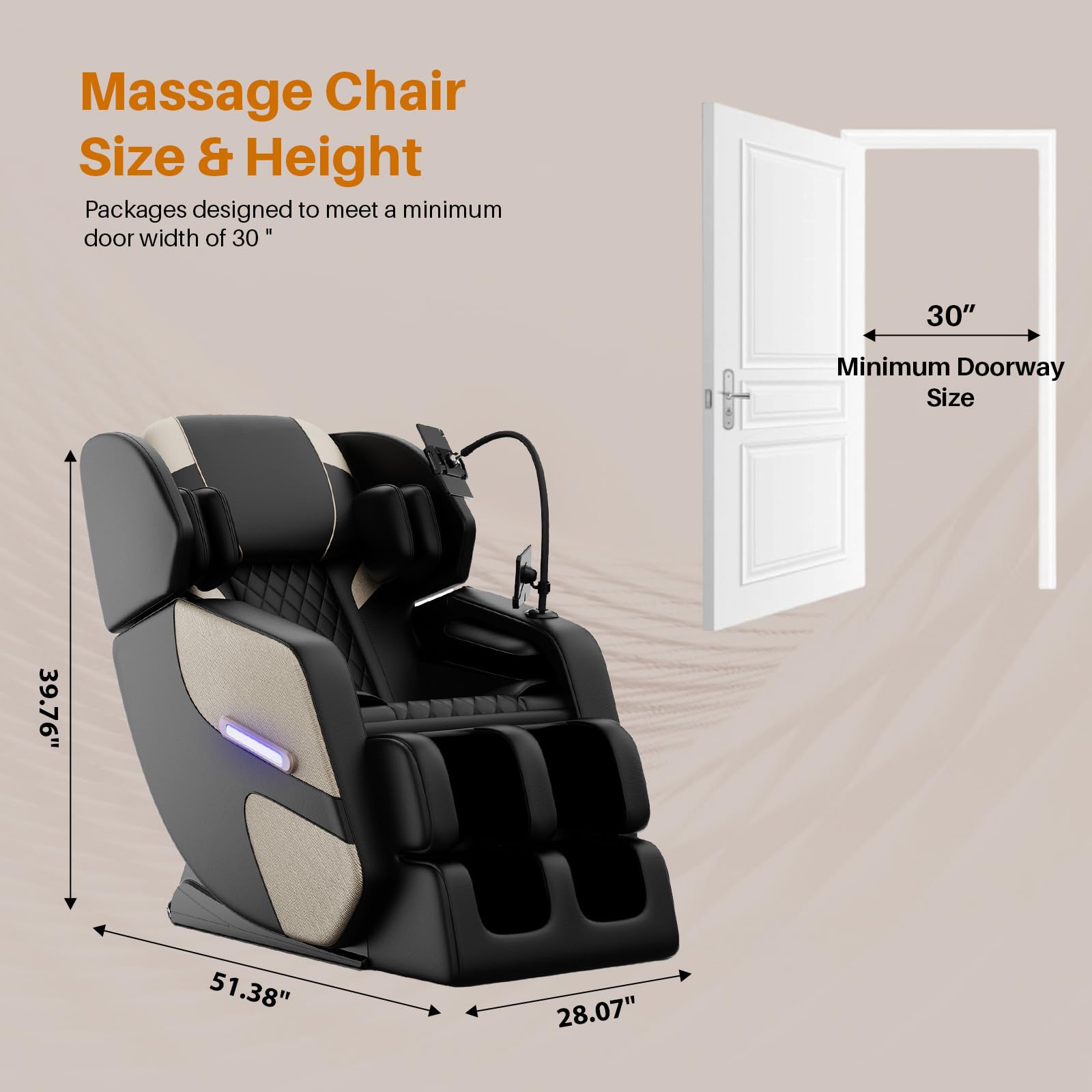 Massage Chair Full Body, Zero Gravity Recliner Massage Chair with Back Heat, 8 Fixed Rollers, Foot Massage, Airbags, Touch Screen for Home and Office