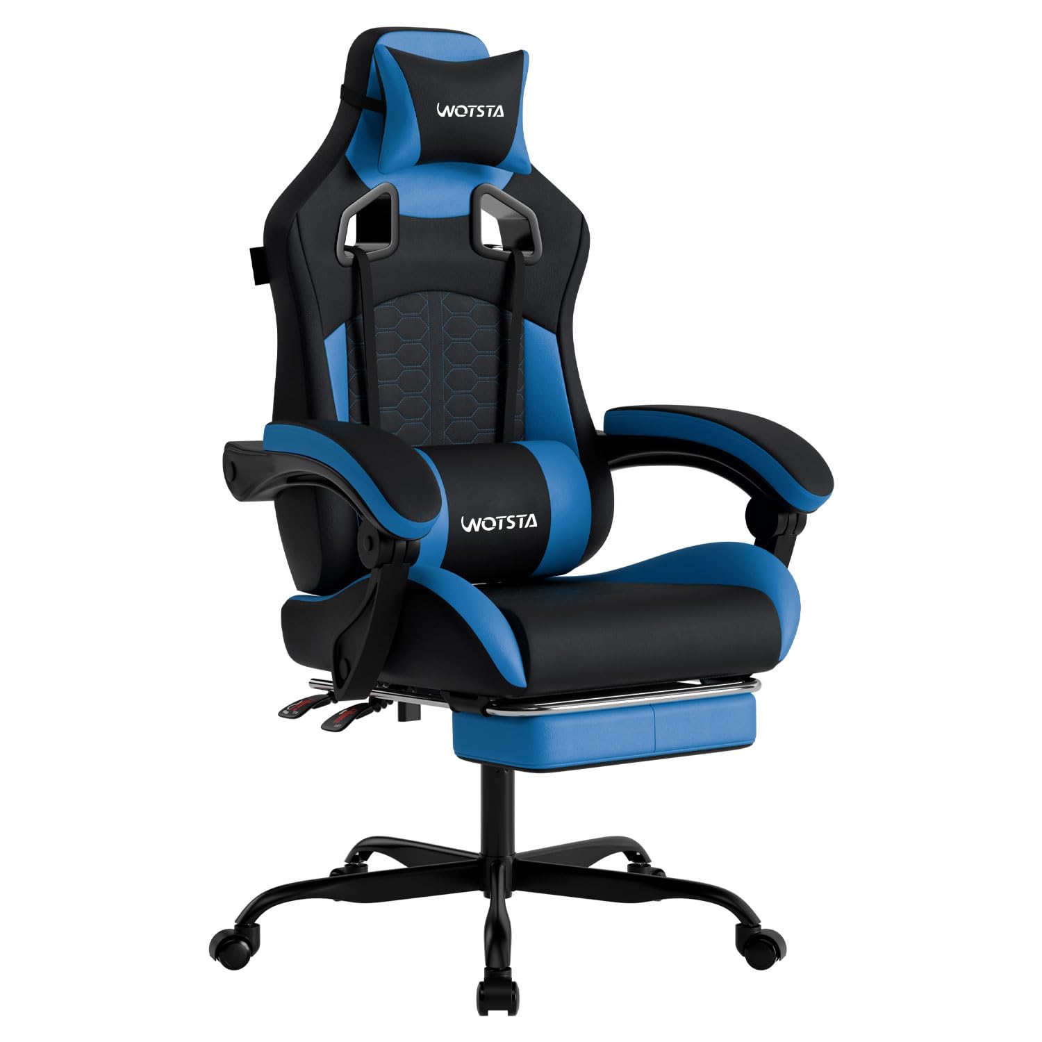 Gaming Chair with Massage,Ergonomic PC Gaming Chair with Footrest Comfortable Headrest and Lumbar Support, High Back, 300LBS (Grey)