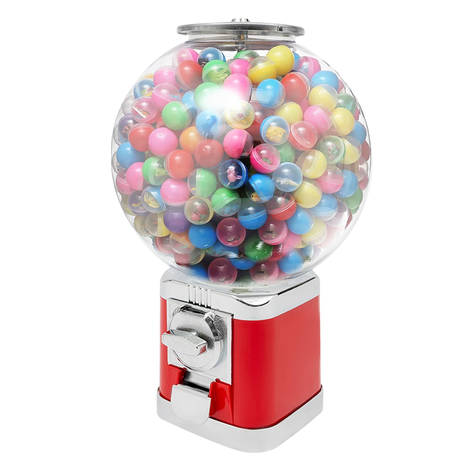 Vending Machine, Big Capsule Vending Candy Gumball Machine, Large Load Capacity Gumball Bank, Gumball Dispenser Commercial Vending Machines for Game Stores Retail Stores Home (Red)
