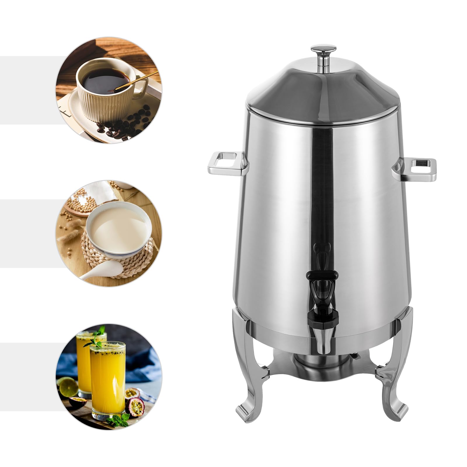 3.4 Gallon Stainless Steel Hot Beverage Drink Dispenser Can, Electric Coffee Urn with Fuel Holder 2-Way Continuous Heating, Tea Water Coffee Chafer Urn with Spigot for Parties Buffet Catering