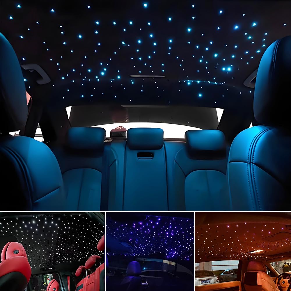 AKEPO Shooting Star+Twinkle Fiber Optic Lights Kit, Car Home Use Meteor APP Control Music Activated Star Ceiling Sky Light, RGBW Light Engine+Mixed Diameter Fibers 460pcs of 9.8ft/3m+Remote
