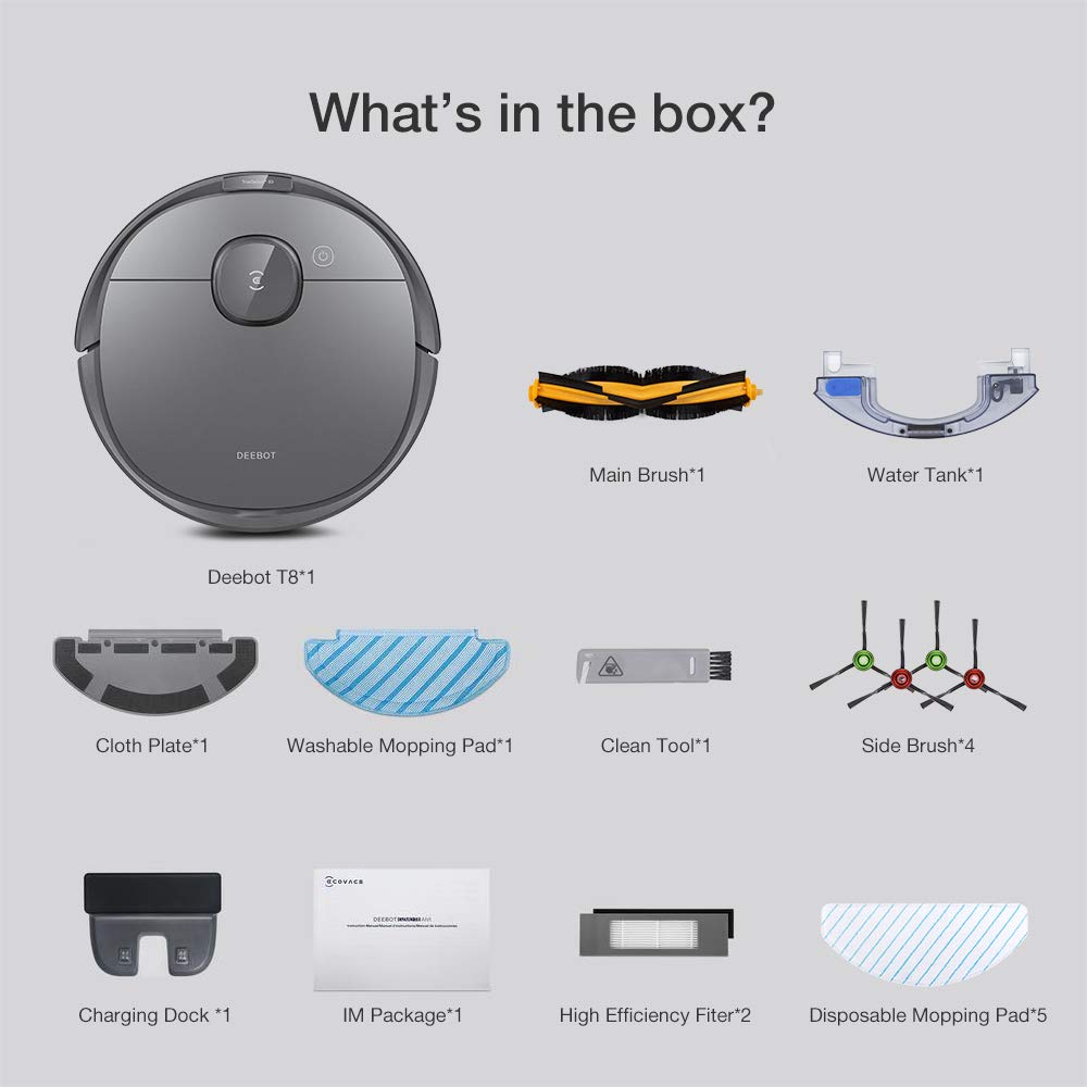 ECOVACS DEEBOT T80 Omni Robot Vacuum and Mop, Instant Self-Cleaning OZMO Roller Mop, TruEdge Deep Cleaning, AI Navigation, 18,000Pa Suction and ZeroTangle 3.0 for Pets and Carpets