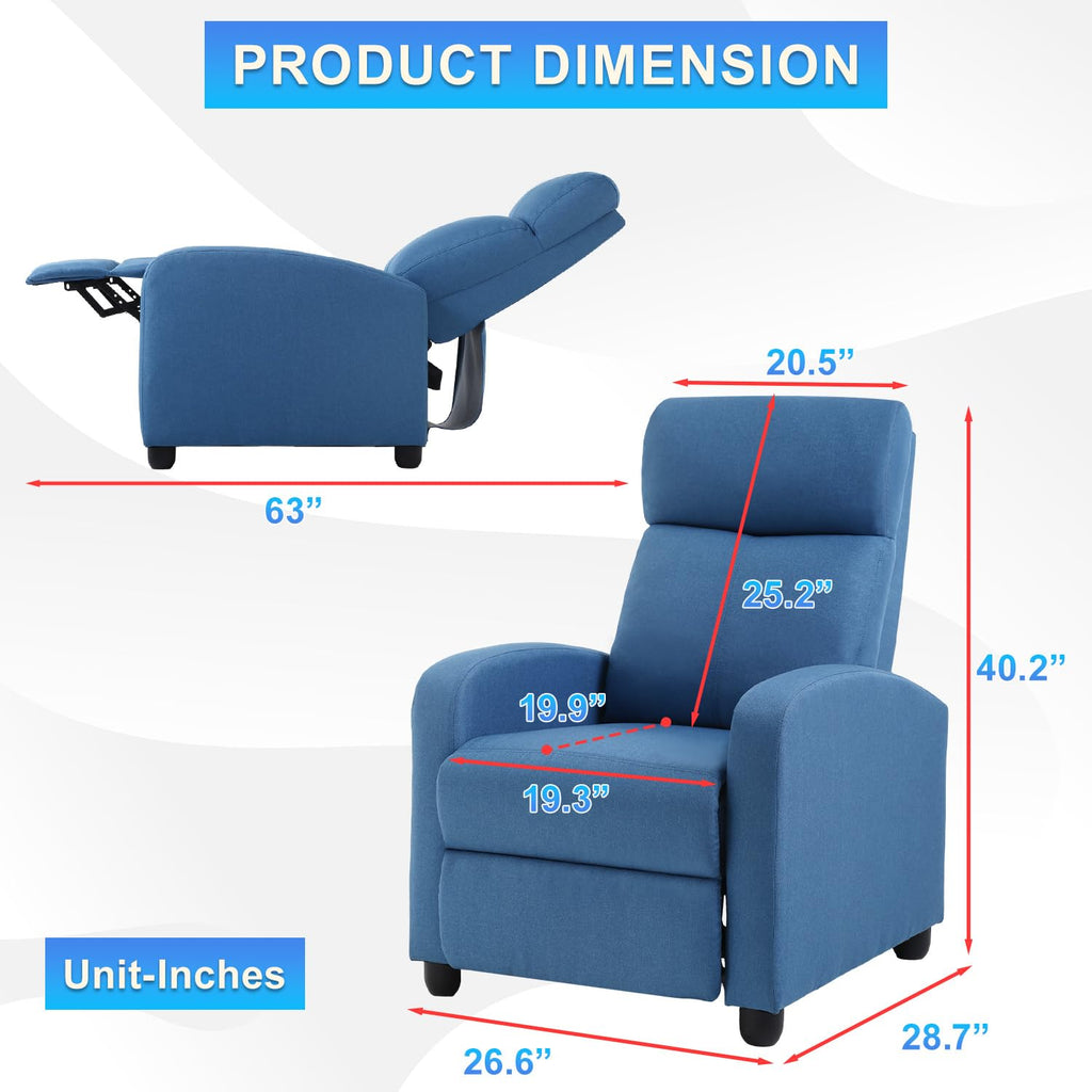 BestMassage | Recliner Chair | with 2 Point Massage Function | Pu Brown | with Lumbar Support, Adjustable Push Back, Footrest & Padded Seat | Easy Assembly | for Living Room, Home Theatre