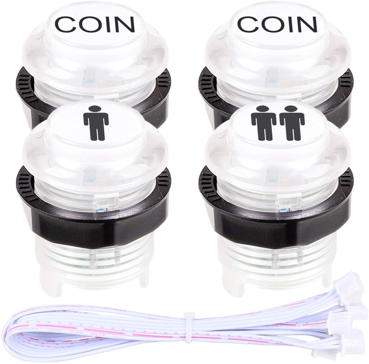 EG STARTS Classic Arcade DIY Kit Parts 2x USB LED Encoder To PC Consols Games + 2x 4/8 Ways Joystick + 20x 5V Illuminated Push Buttons For Mame Raspberry pi (Red/Blue Stick + MIX Color Buttons)