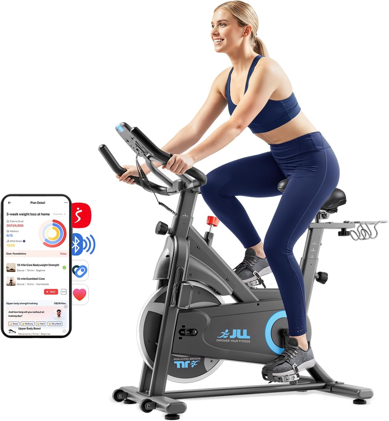 JLL Magnetic Exercise Bike - Indoor Stationary Cycling Bike with SunnyFit App, Comfortable Seat, Indoor Cycling Bike for Home Gym