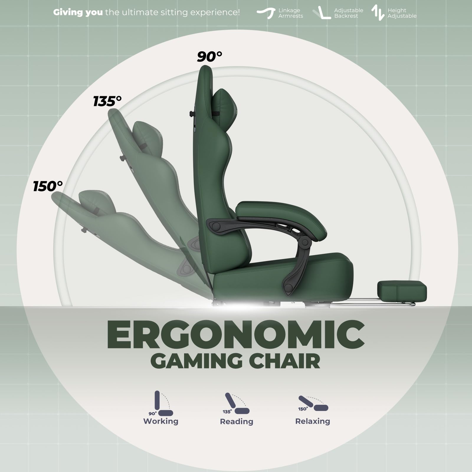 GTPLAYER Gaming Chair with Pocket Spring Cushion, Big and Tall Gamings Chairs 350LBS High Back Computer Chair with Footrest for Adults Lumbar Support Swivel Game Chair for Office,Leather Black-Massage