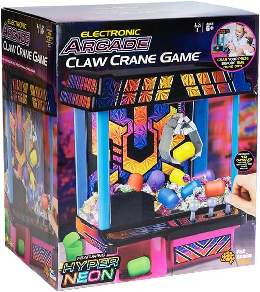 Fat Brain Toys Electronic Arcade Claw Crane Game Hyper Neon Games for Ages 6 to 12