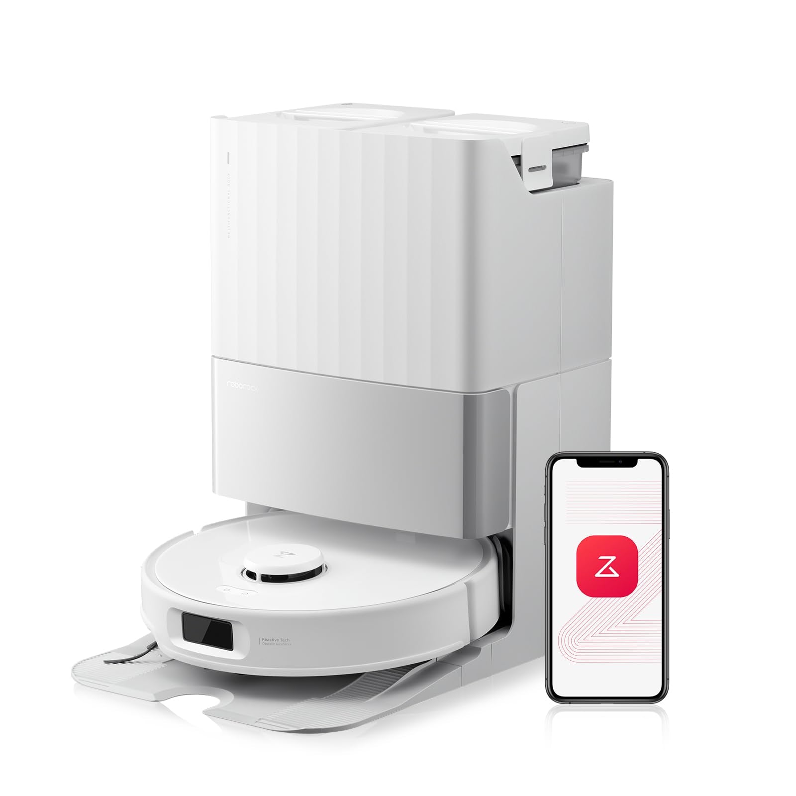 roborock Qrevo Edge 2 Robot Vacuum and Mop, 25,000Pa, 3.14'' Ultra-Slim, Zero-Tangle, AI Object Recognition, 176℉ Hot Water Mop Washing & Auto-Drying, Carpet & Pet Hair, FlexiArm Edge Cleaning