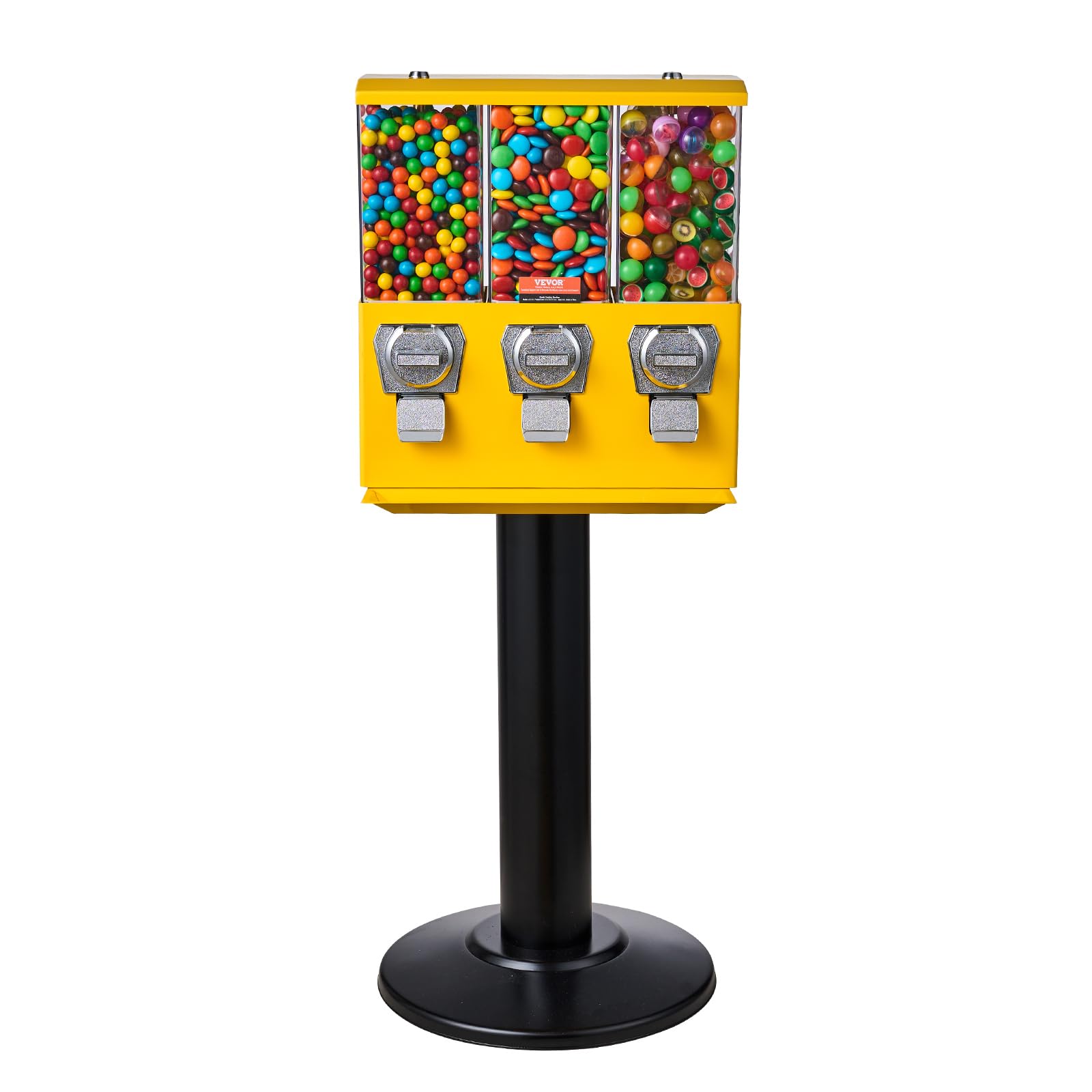 VEVOR Commercial Vending Machine, Four Compartment Rotatable Gumball and Candy Dispenser, Adjustable Height Coin Operated Candy Bank with Iron Stand, for Business Toy Capsules Bouncy Balls Nut, Blue