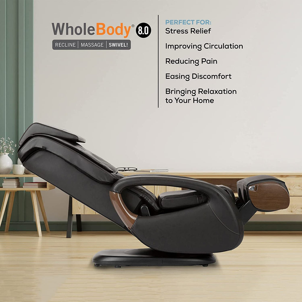 Human Touch WholeBody 8.0 Massage Living Room Recliner Swivel Chair - Full Body Professional Grade Personal Massage - Relaxation w Heat for Targeted Stress + Muscle Pain Relief with Foot Calf â€“ Bone
