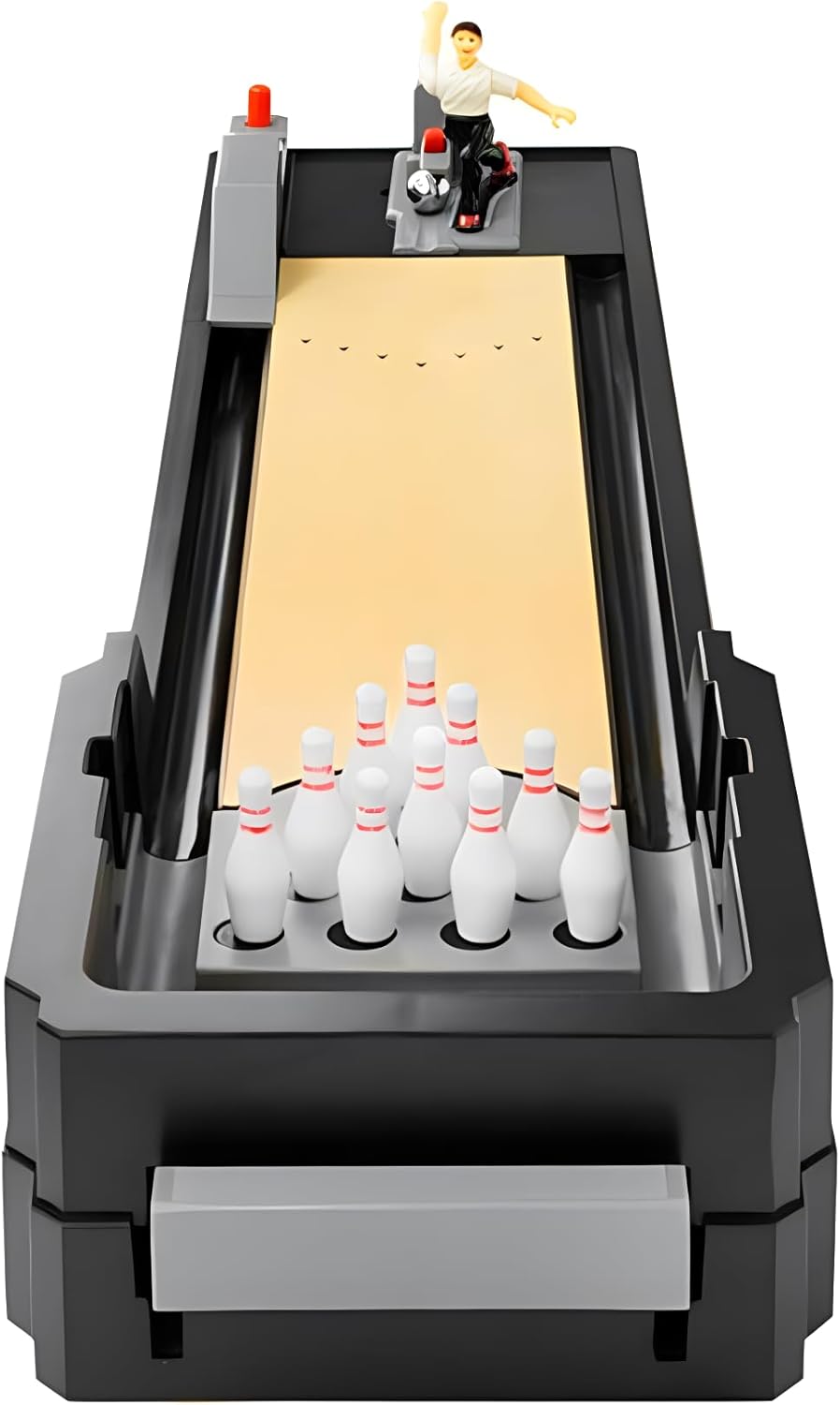 Desktop Bowling Game for Adults & Kids, 25.5" Tabletop Bowling Alley with Auto Ball Return, 10-Pin Mini Bowling Set, Portable Table Top Sports Toy for Home, Office & Party