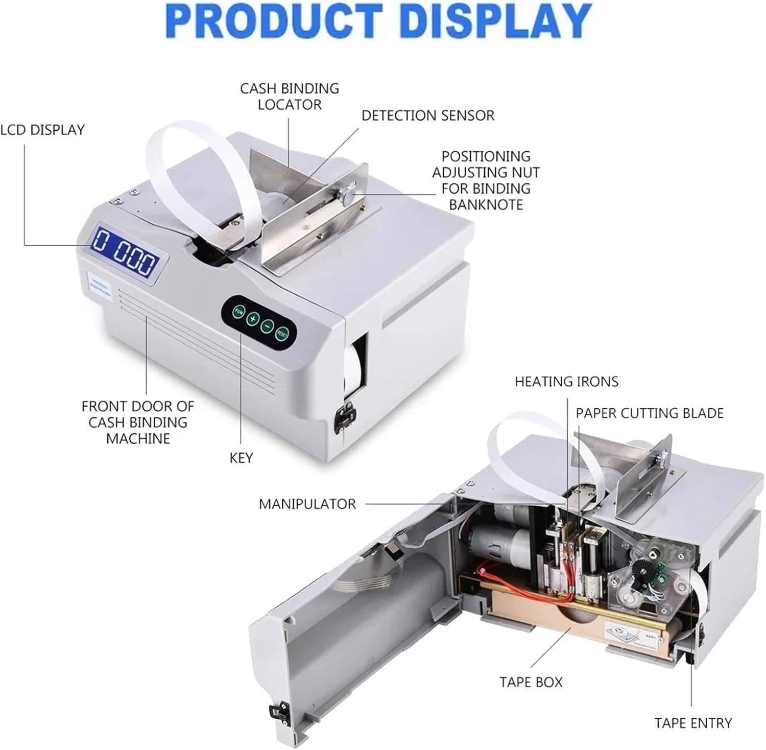 Fast Cash Wrapping Machine, Automatic Banknote Wrapping Machine, Desktop Banknote Wrapping Machine with LCD Display, for Finance and ATMs