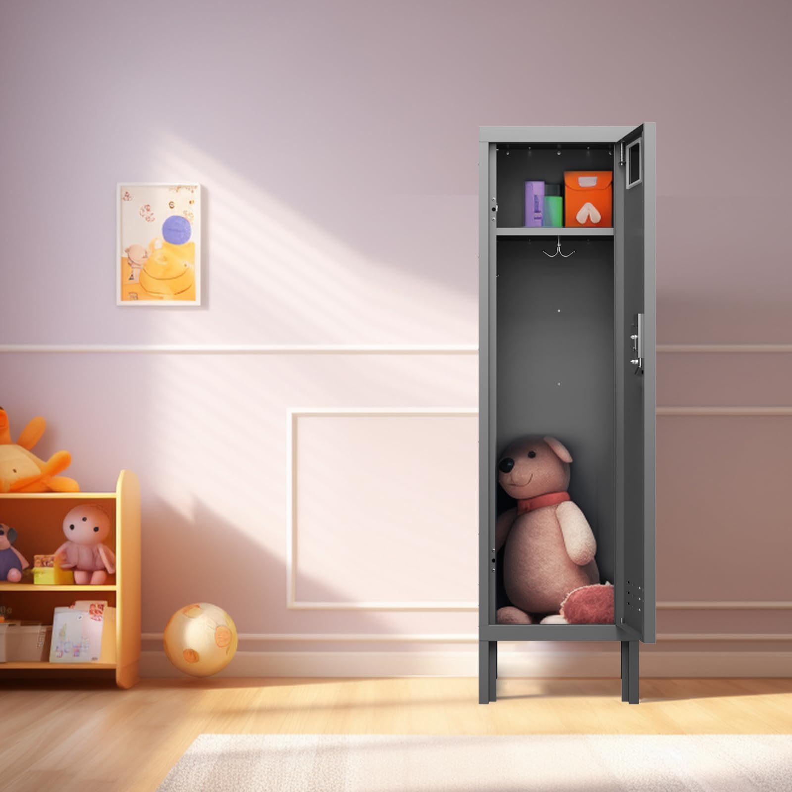 BUTISOW Metal Lockers - 66" Height Steel Lockers for Employees with 5 Door Storage Locker with Card Slot for Employees Gym School Home Office Garage - Assembly Required