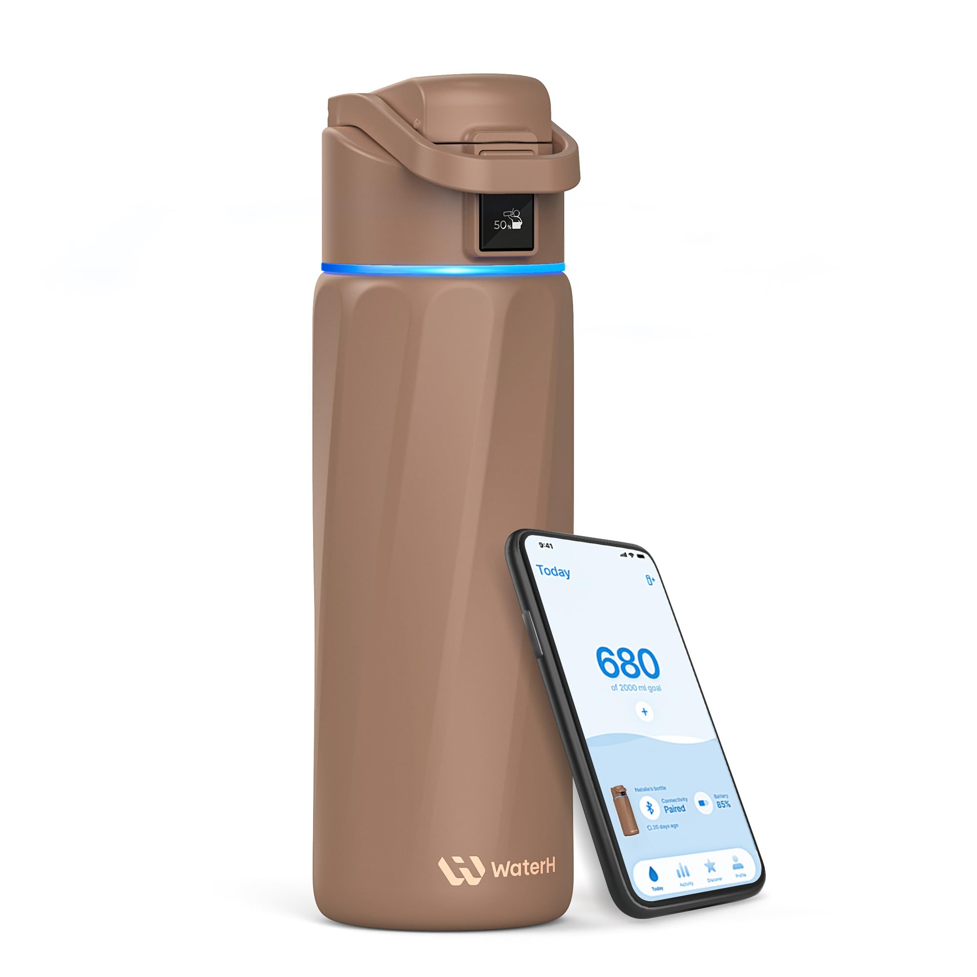 BOOST Smart Water Bottle that Reminds You to Drink, 24oz BPA-Free Stainless Steel Vacuum Insulated, Wide Mouth Water Tracker Bottle with APP for School, Gym, Office, Ideal for Father's Day