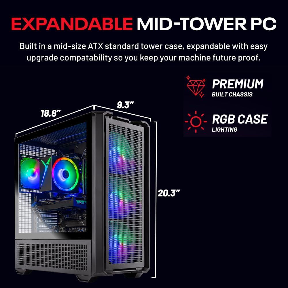 Skytech Gaming Edge Desktop PC, Ryzen 7 5700 3.7 GHz (4.6GHz), NVIDIA RTX 5060 Ti 8GB, 1TB NVMe SSD, 16GB DDR4 RAM 3200, 650W Gold PSU, Wi-Fi, Win 11