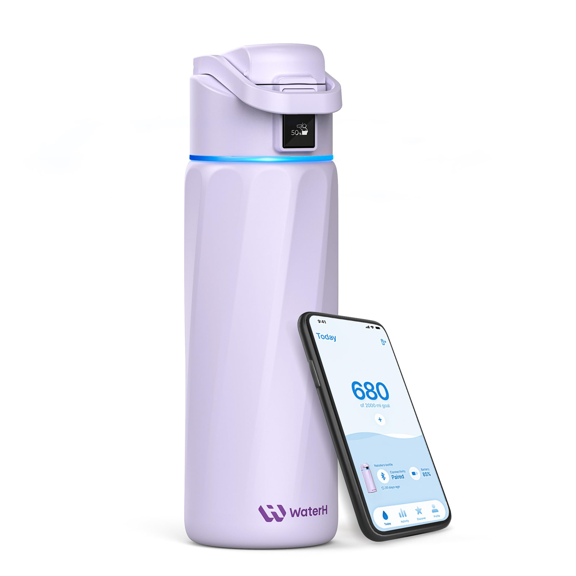 BOOST Smart Water Bottle that Reminds You to Drink, 24oz BPA-Free Stainless Steel Vacuum Insulated, Wide Mouth Water Tracker Bottle with APP for School, Gym, Office, Ideal for Father's Day