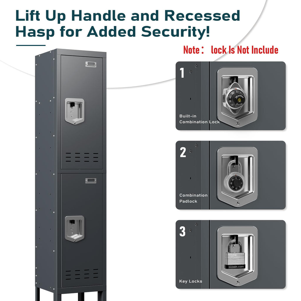 BUTISOW Metal Lockers - 66" Height Steel Lockers for Employees with 5 Door Storage Locker with Card Slot for Employees Gym School Home Office Garage - Assembly Required