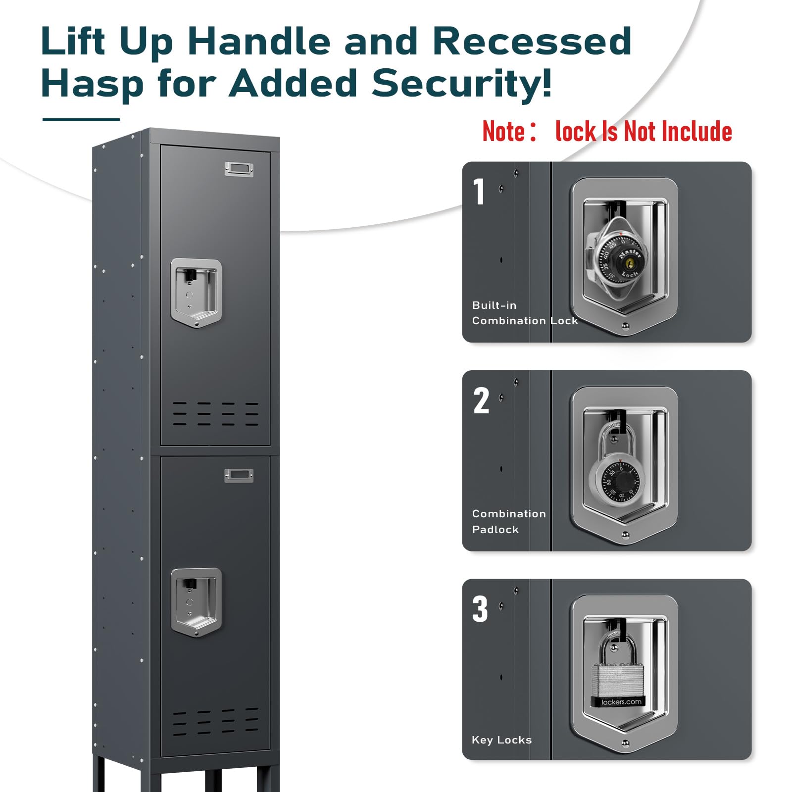 BUTISOW Metal Lockers - 66" Height Steel Lockers for Employees with 5 Door Storage Locker with Card Slot for Employees Gym School Home Office Garage - Assembly Required