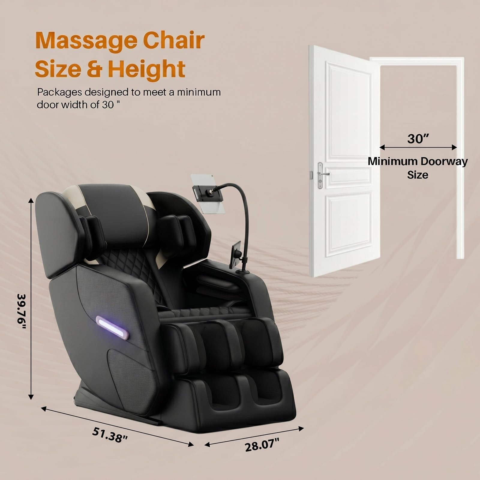 Massage Chair Full Body, Zero Gravity Recliner Massage Chair with Back Heat, 8 Fixed Rollers, Foot Massage, Airbags, Touch Screen for Home and Office