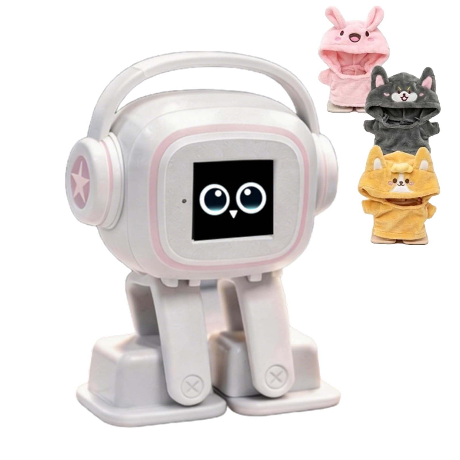 AI chatbot Robot Companion and smart Interactive Toy Featuring Voice Chat, Facial Expressions, Dancing and Music, Complete with a complimentary Outfit—Making it the Ideal Gift (Black)