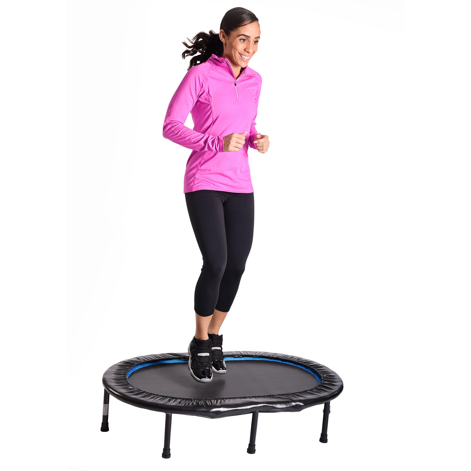 Stamina Folding Trampoline with Smart Workout App, Black - Portable Fitness Rebounder for Home Gym, Cardio & Strength Training, Jumping Exercise Equipment