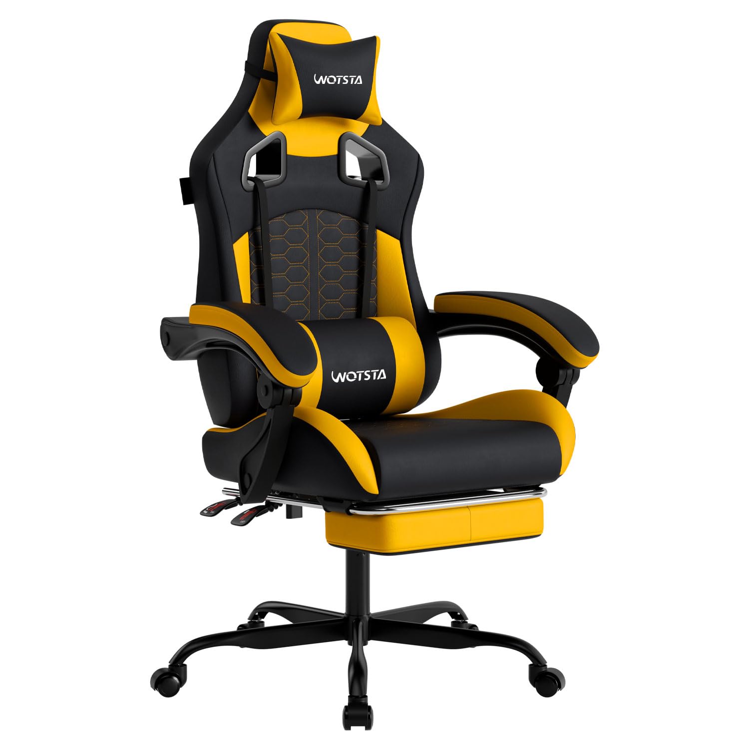 Gaming Chair with Massage,Ergonomic PC Gaming Chair with Footrest Comfortable Headrest and Lumbar Support, High Back, 300LBS (Grey)