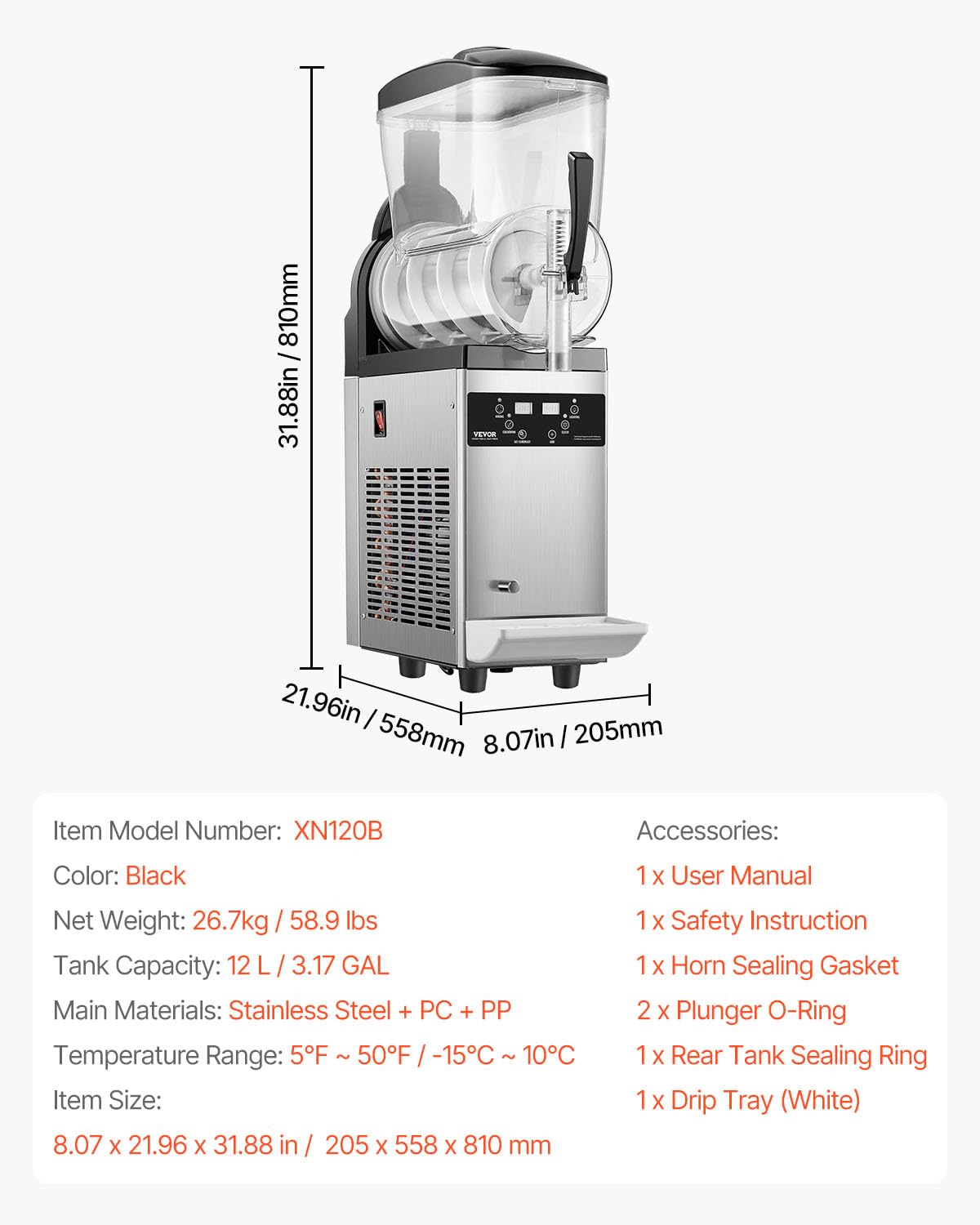VEVOR Commercial Slushy Machine, 12Lx3 Triple Tank Frozen Drink Machine, 144 Cups Stainless Steel Margarita Smoothie Frozen Drink Maker, Slushie Maker for Home Party Restaurants Cafe Bars